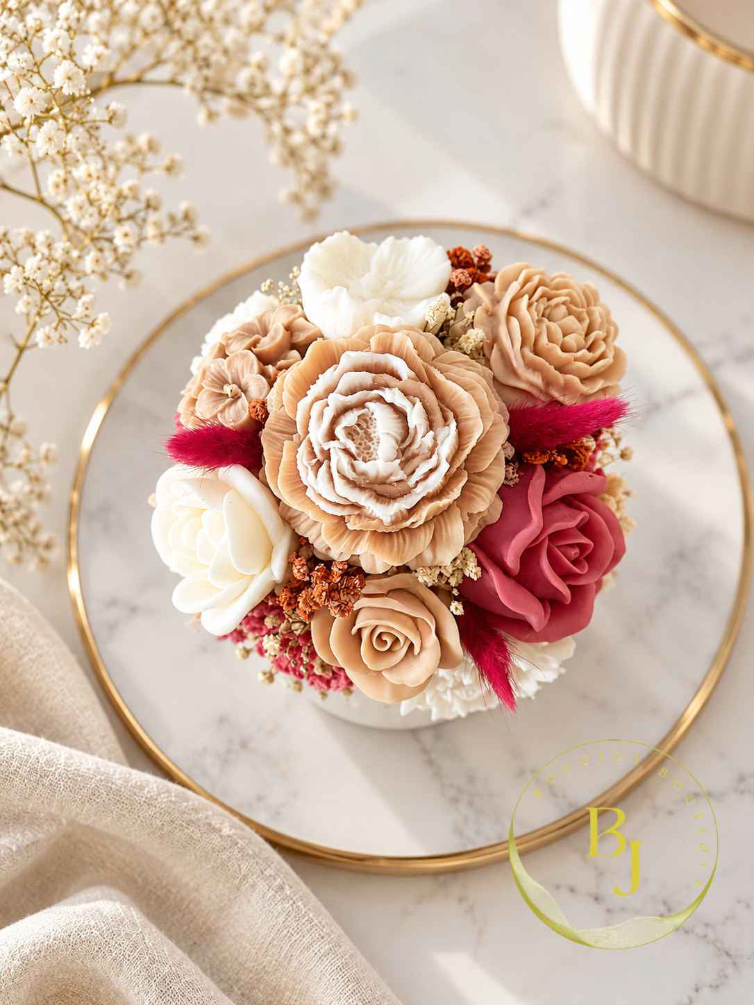Bouquet VELOURS BORDEAUX, NUDE & IVOIRE - BOHOJOY