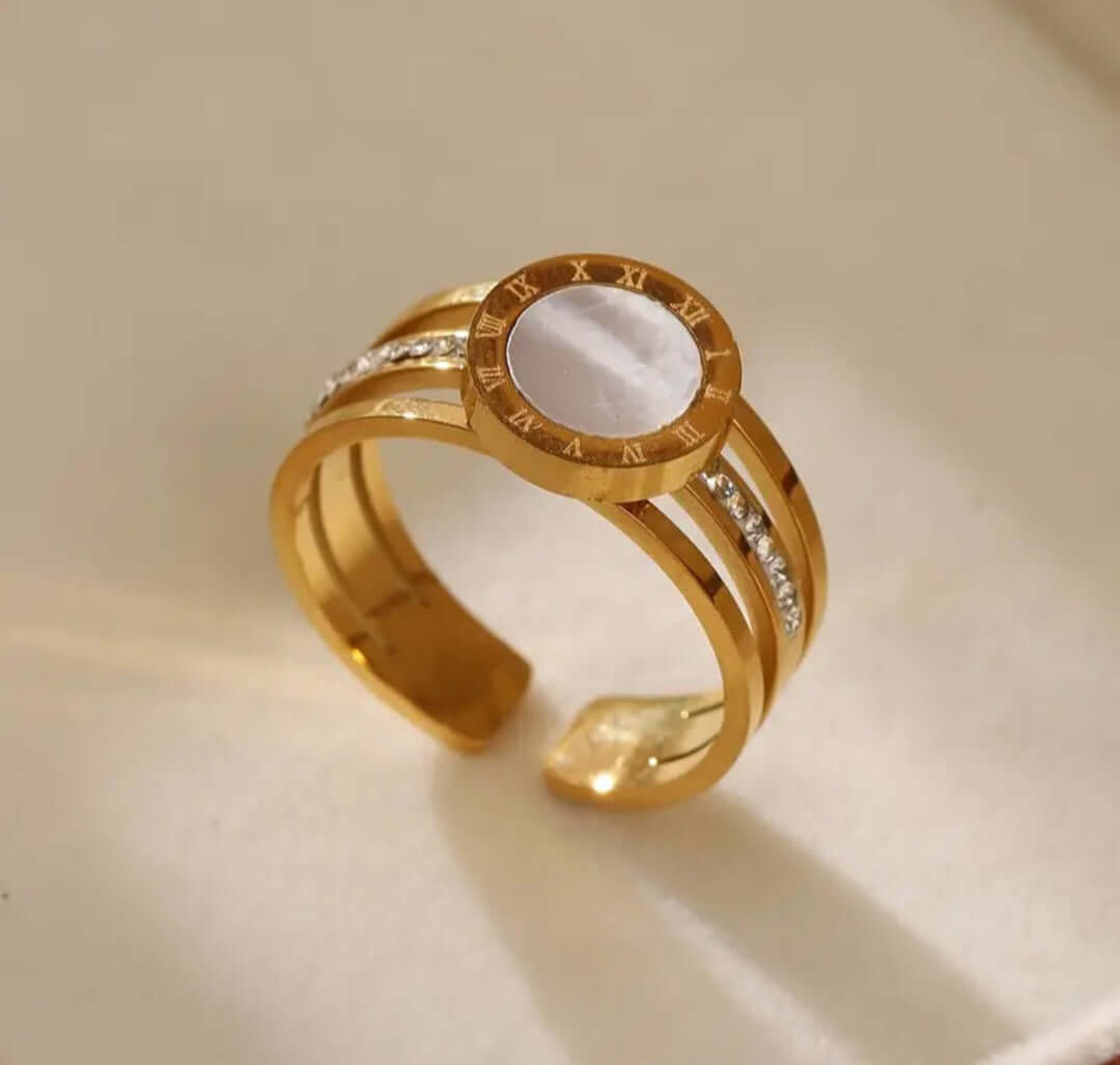 Bague ALBIN dorée pour femme - Acier inoxydable waterproof