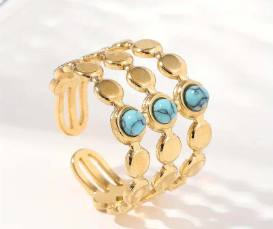 Bague ANNA 3 Rangs en Acier Inoxydable - Bohojoy