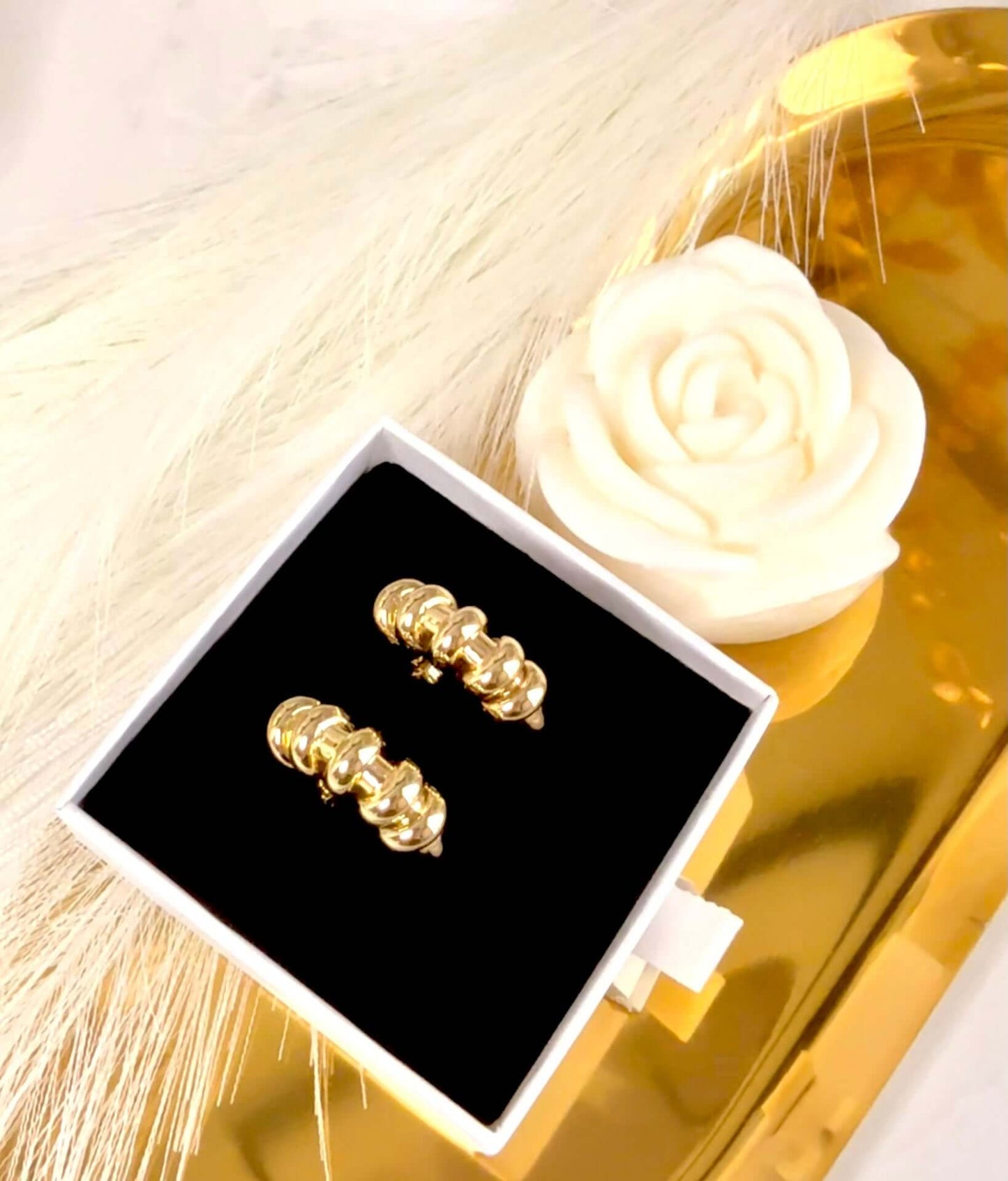 Boucles d'oreilles RITA en acier inoxydable - Élégance dorée
