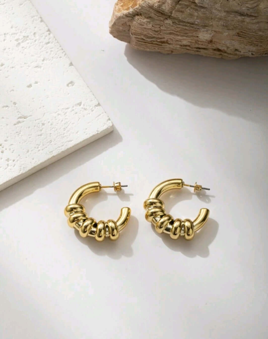 Boucles d'oreilles RITA en acier inoxydable - Élégance dorée