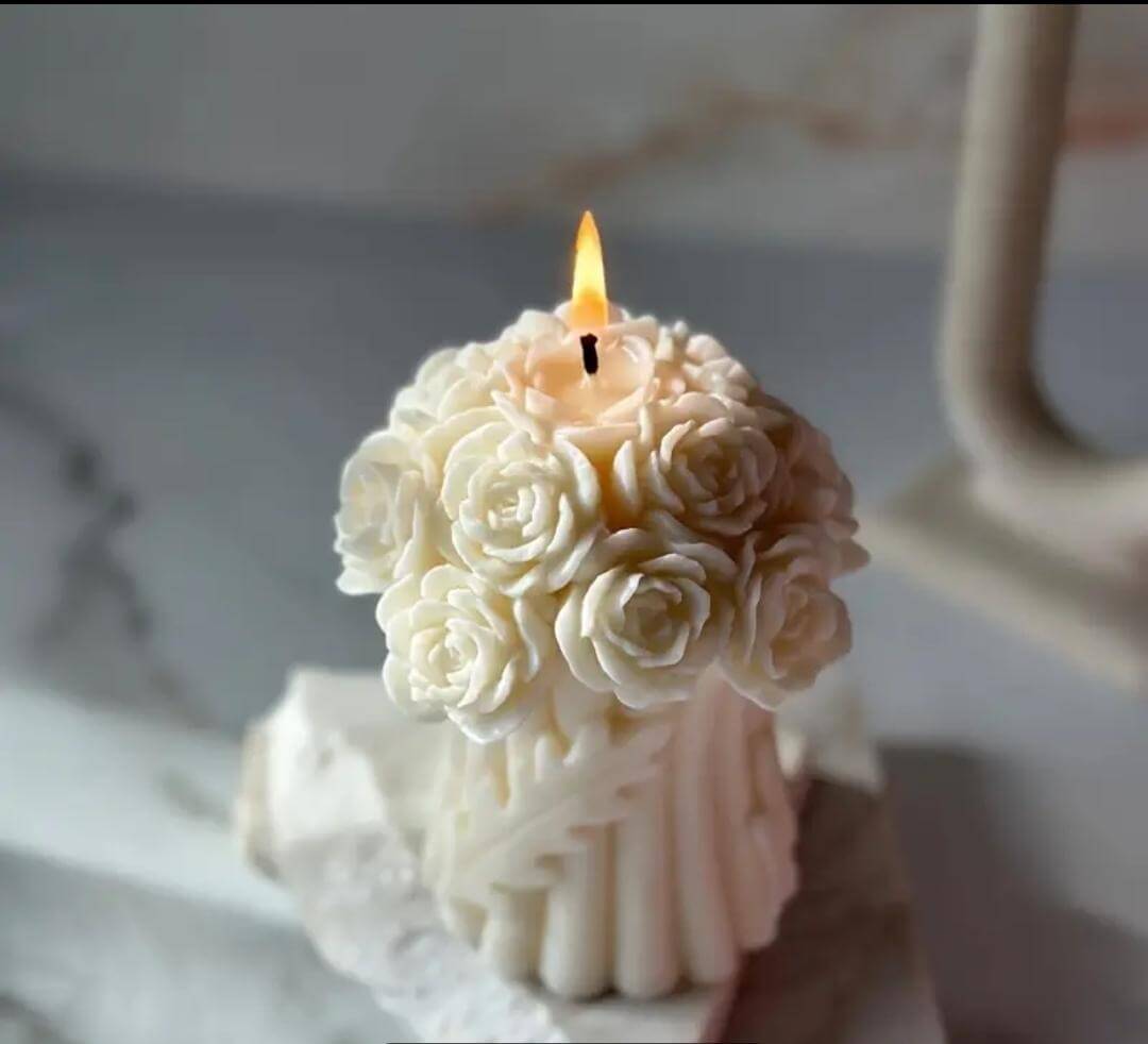 Bougie Fondant en Forme de Mini Bouquet de Roses - Fabrication Française fait main | Bohojoy