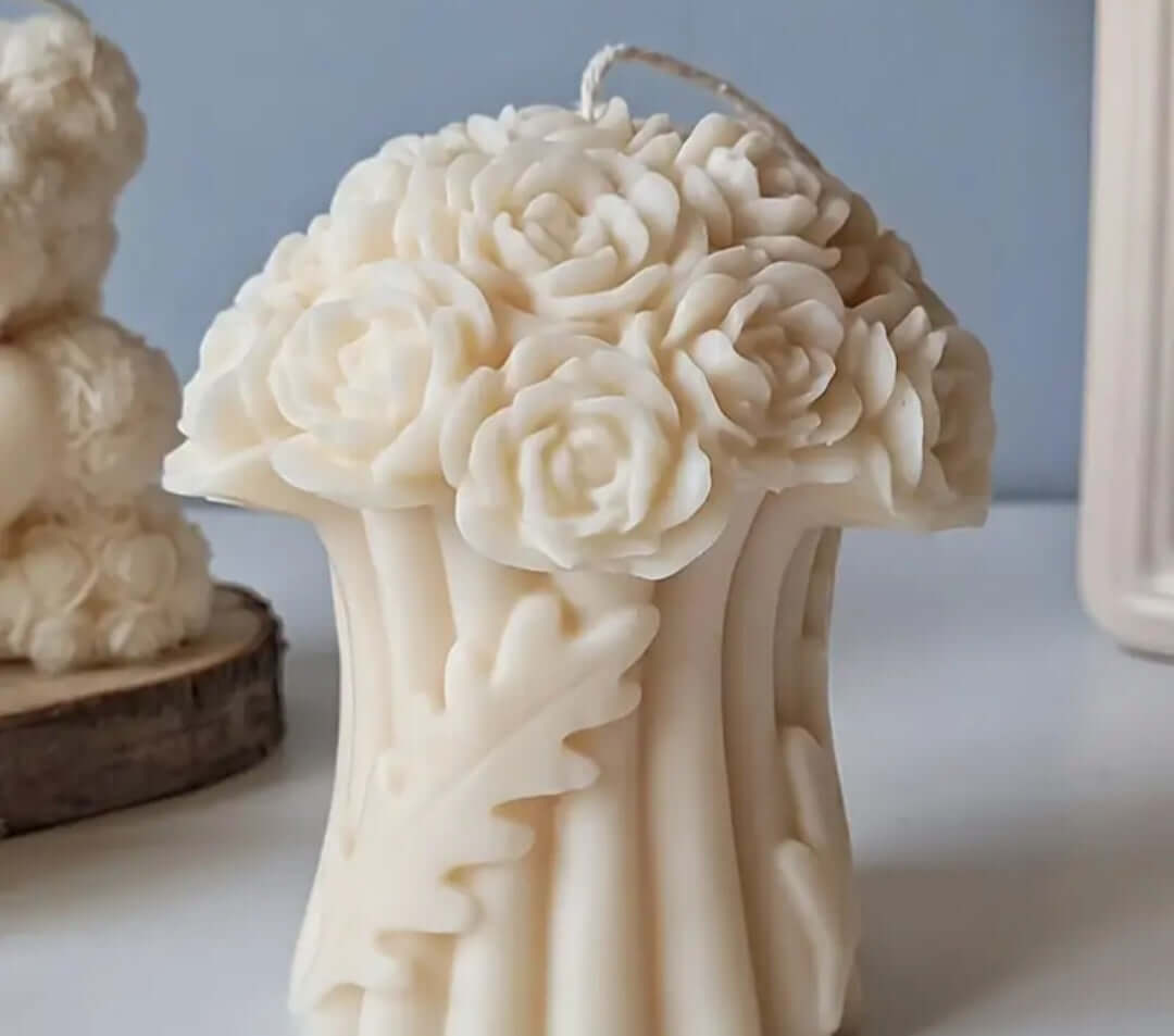 Bougie Fondant en Forme de Mini Bouquet de Roses - Fabrication Française fait main | Bohojoy