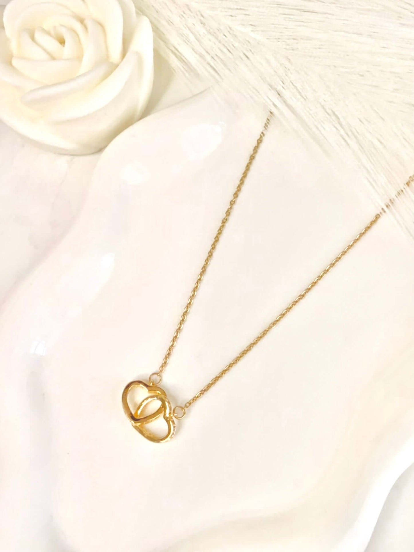 Collier Double Cœur JADE - Bijoux Acier Inoxydable