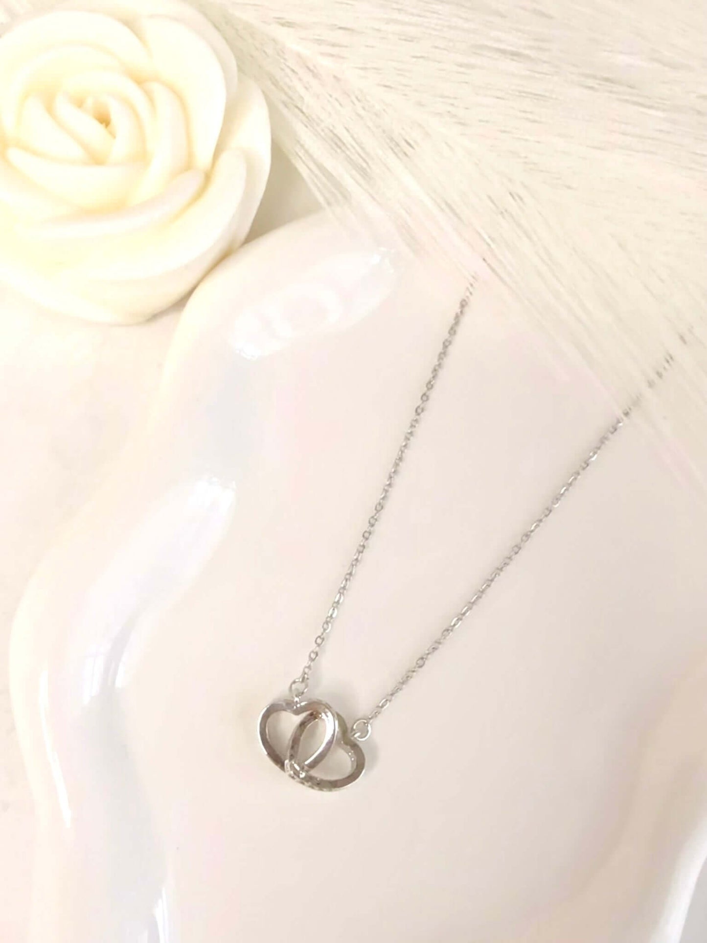 Collier Double Cœur JADE - Bijoux Acier Inoxydable