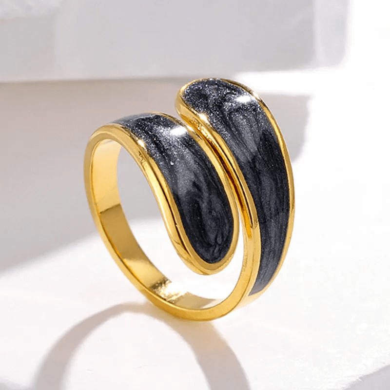 DIANE - Bague Feuille Nacrée en Acier Inoxydable