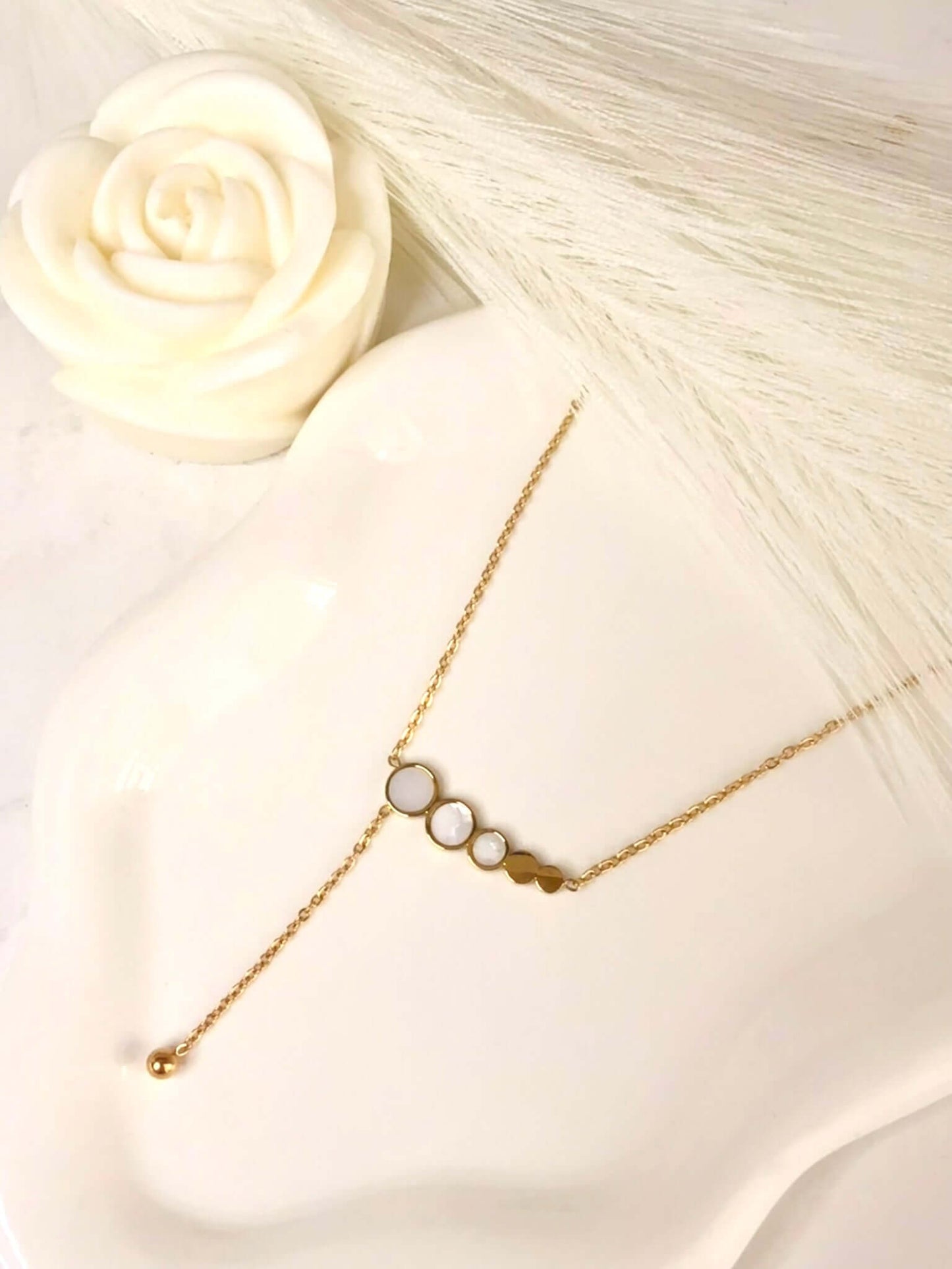 MIA - Collier Strass Ronds en Acier Inoxydable