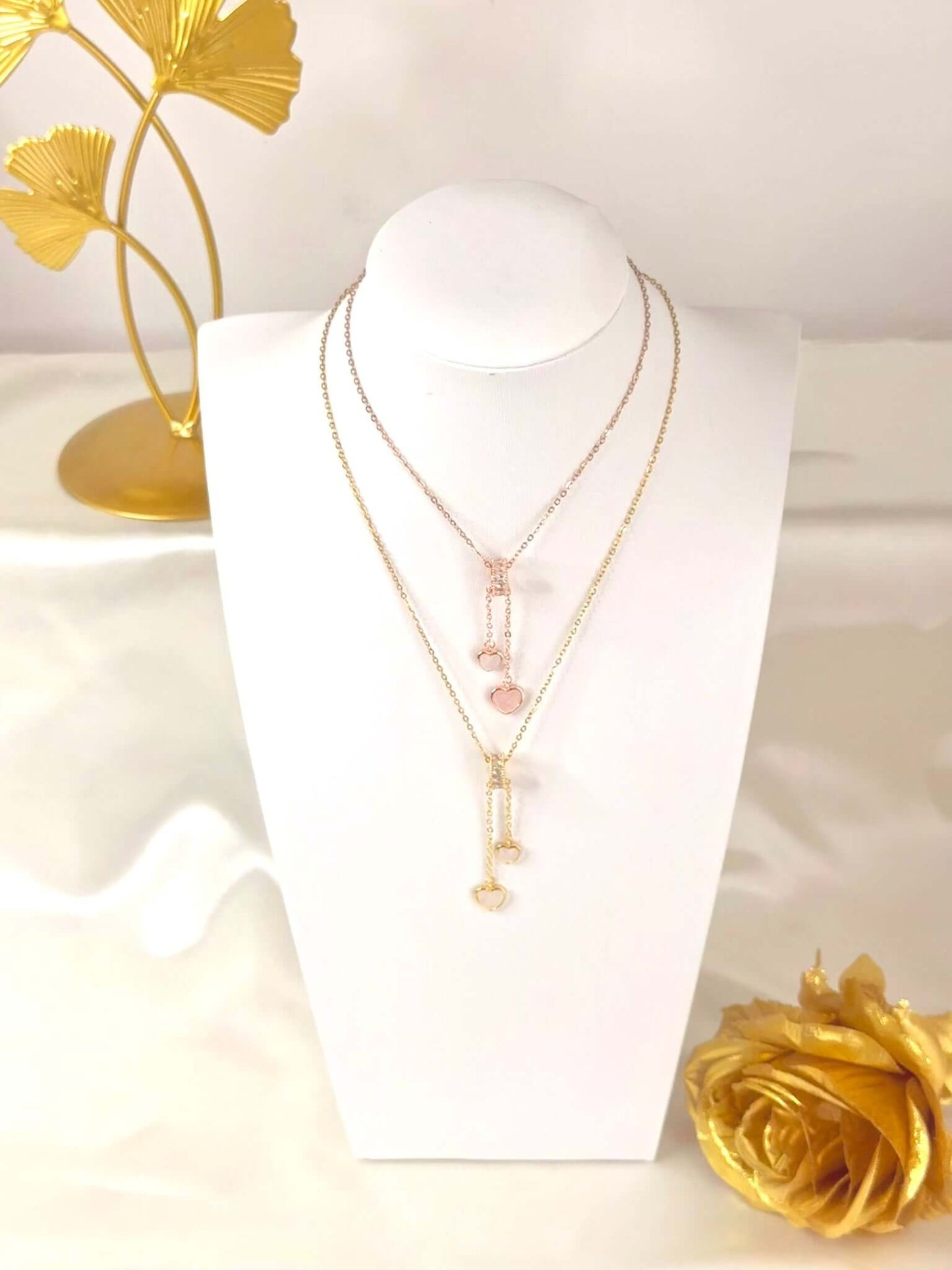 NOVA - Collier « Y » Cœurs en Acier Inoxydable