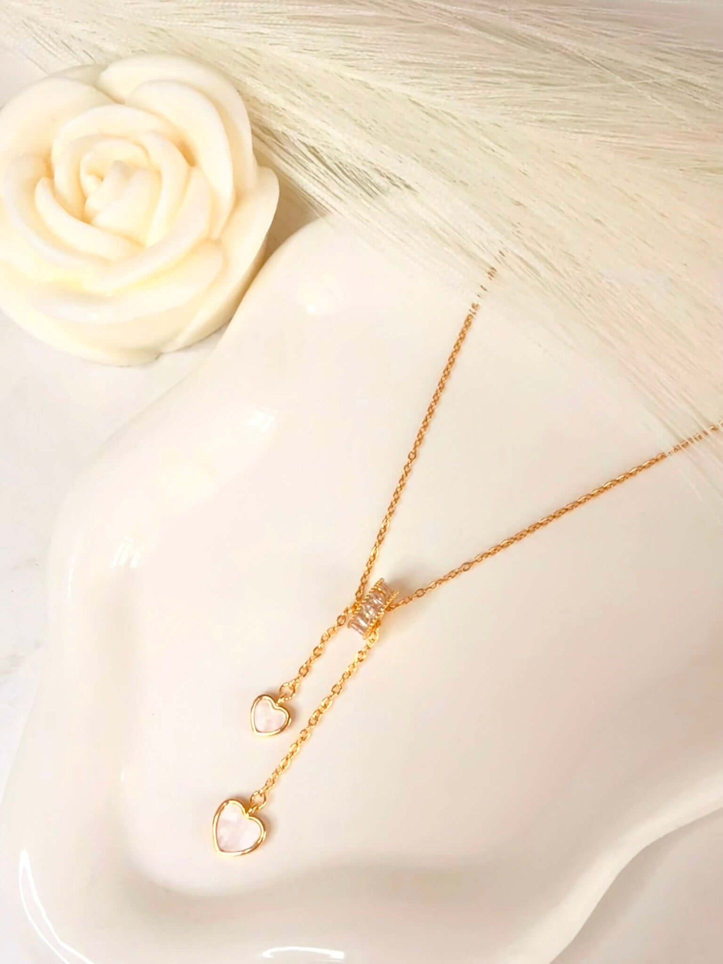 NOVA - Collier « Y » Cœurs en Acier Inoxydable