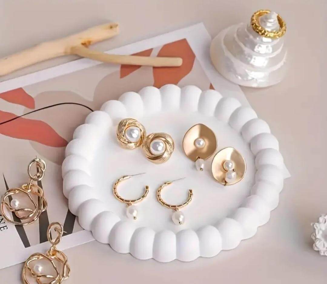 Plateau Rond Orné de Bulles en Résine Jesmonite - Artisanat Français fait main | Bohojoy