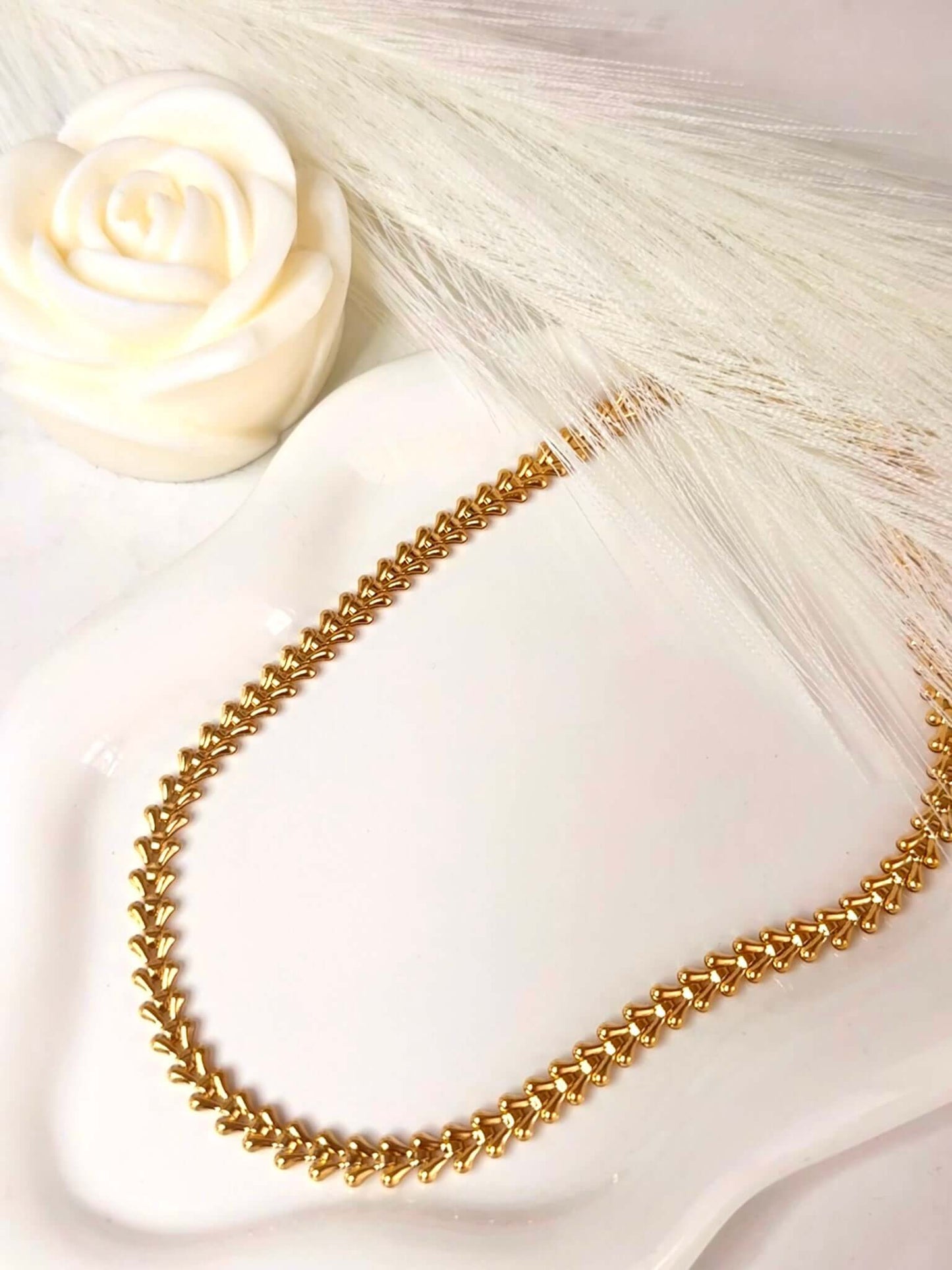 SOLEIL - Collier Chaîne de Blé en Acier Inoxydable
