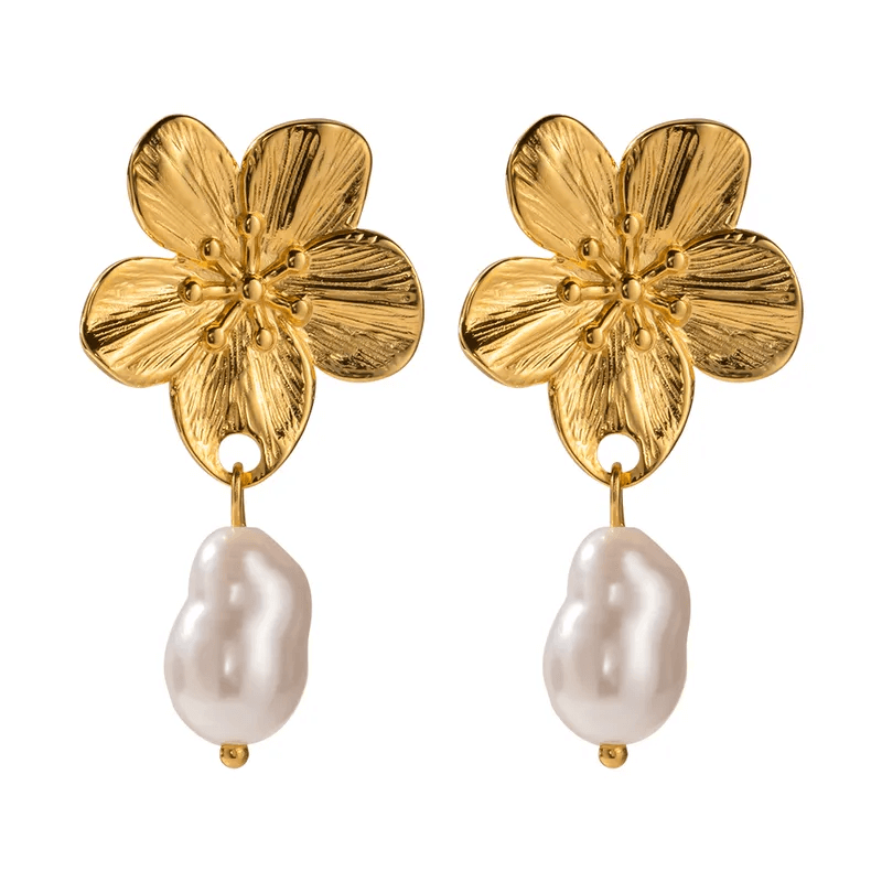 Unity - Boucles d'Oreilles Fleur en Acier Inoxydable