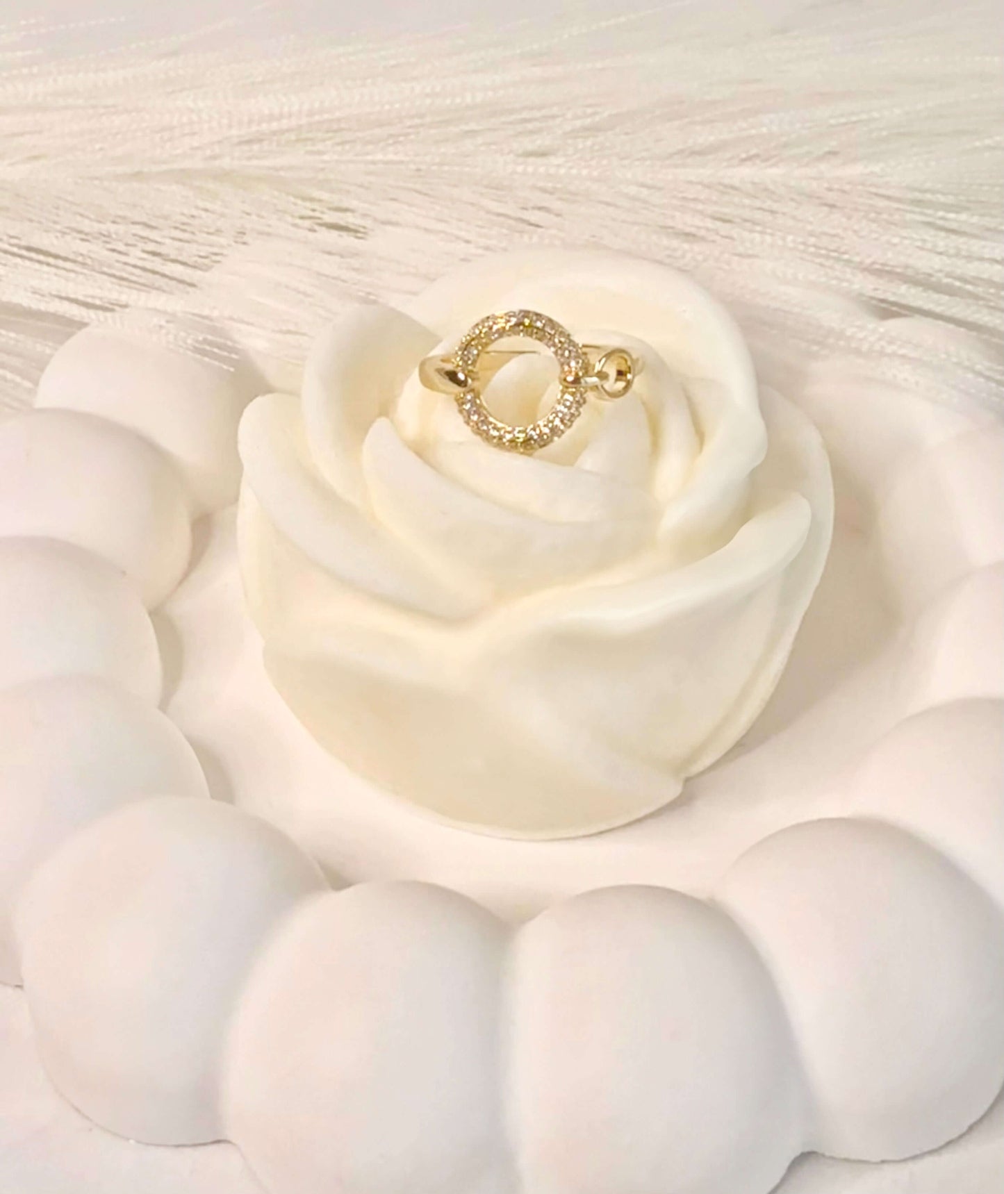 Bague LYS dorée - Bijou floral en acier inoxydable waterproof