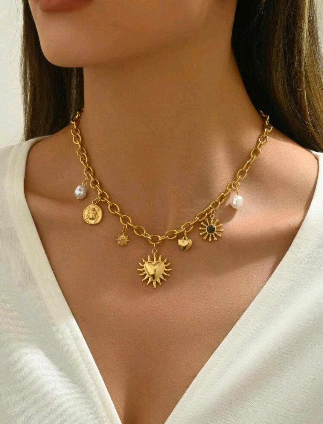 Collier RADIANCE - Acier inoxydable plaqué or 18 carats avec breloques géométriques | Bohojoy