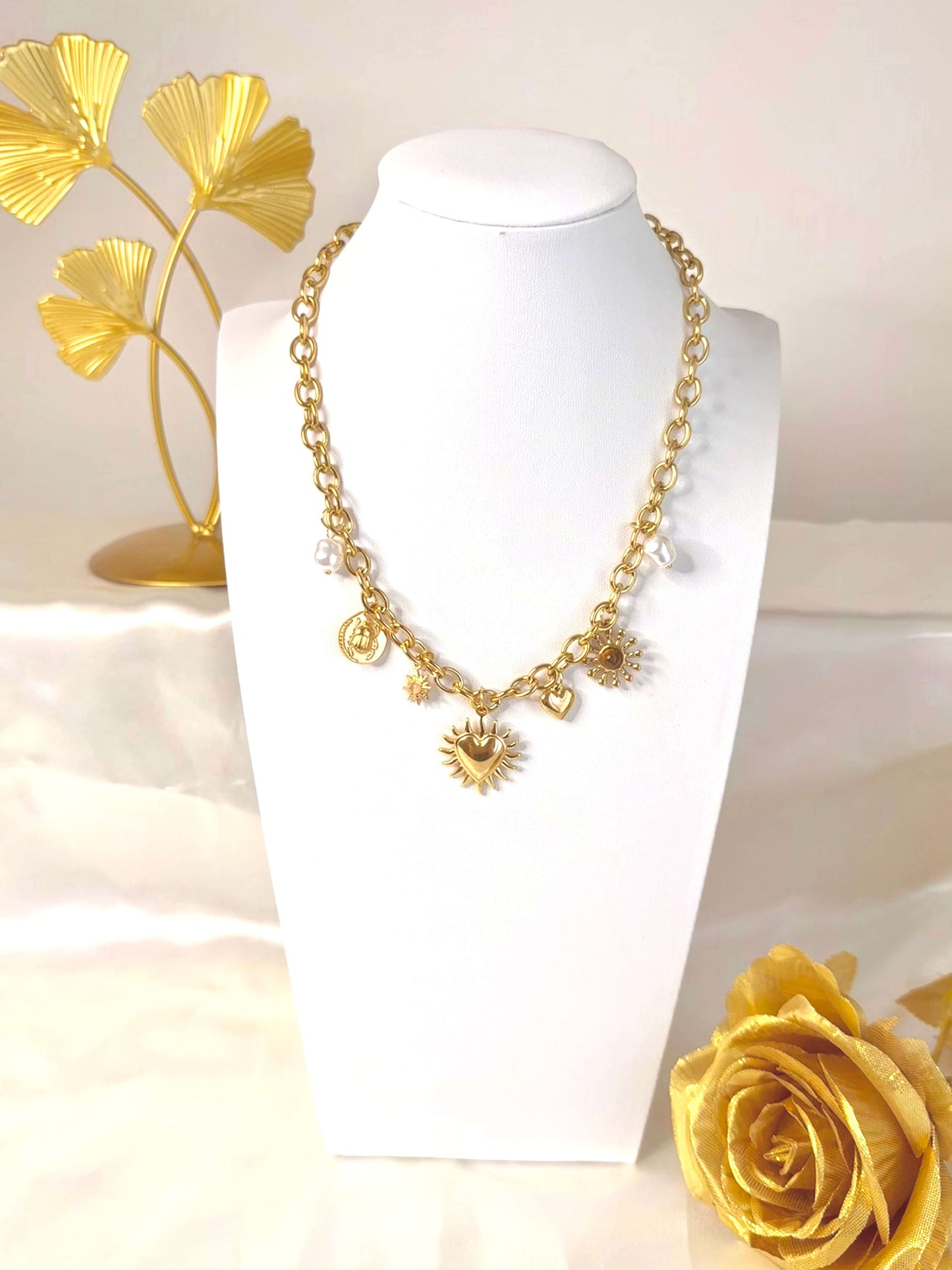 Collier RADIANCE - Acier inoxydable plaqué or 18 carats avec breloques géométriques | Bohojoy