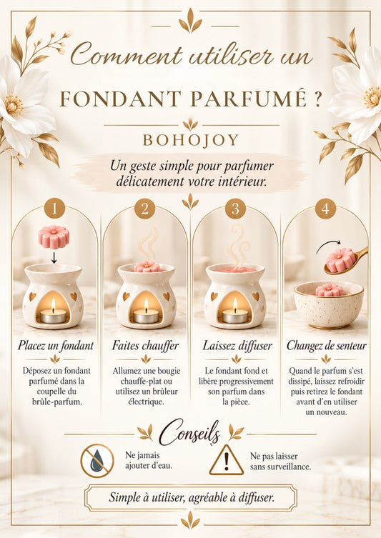 BOHOJOY : comment utiliser un fondant parfumé en quatre étapes