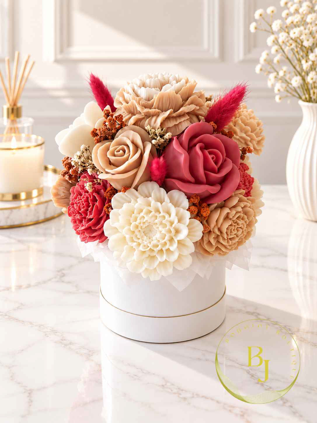 Bouquet VELOURS BORDEAUX, NUDE & IVOIRE - BOHOJOY