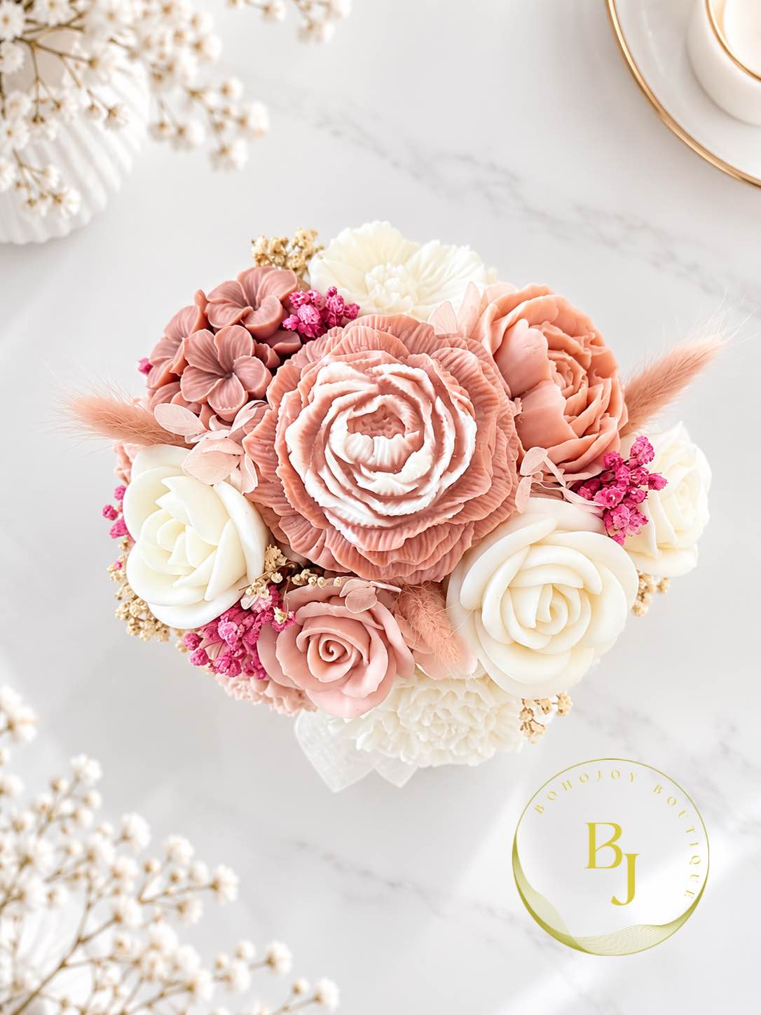 Bouquet DOUCEUR ROSE POUDRE & IVOIRE - BOHOJOY