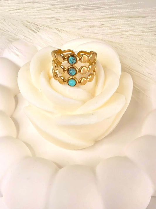 Bague ANNA 3 Rangs en Acier Inoxydable - Bohojoy