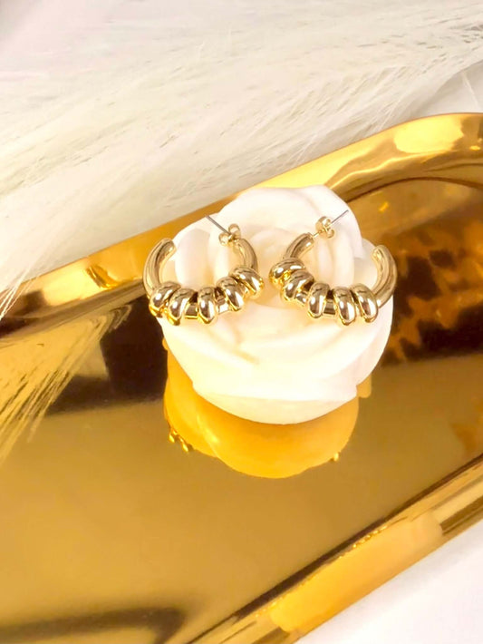 Boucles d'oreilles RITA en acier inoxydable - Élégance dorée