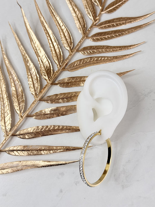 Boucles d'oreilles TARA - Anneaux en acier inoxydable avec strass | Bohojoy