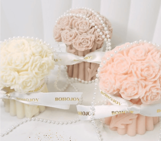 Bougie Fondant en Forme de Mini Bouquet de Roses - Fabrication Française fait main | Bohojoy