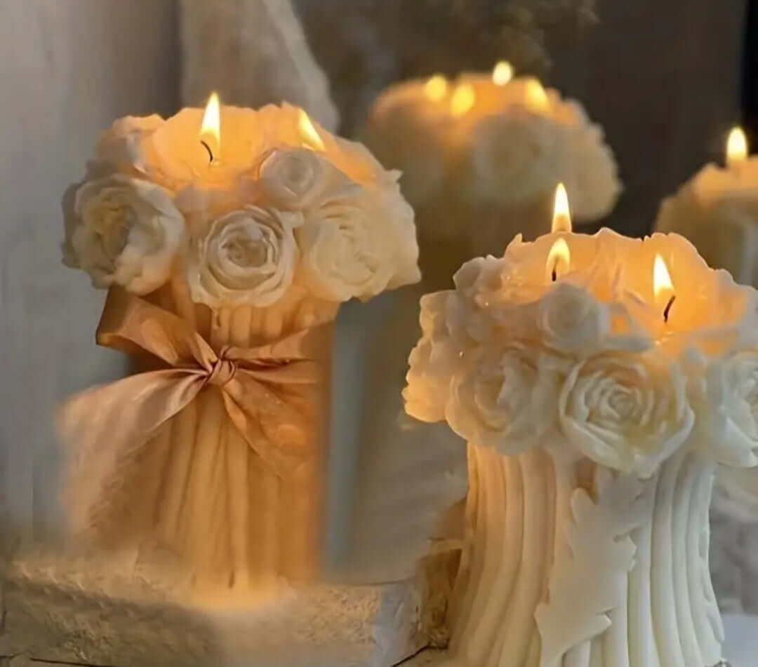 Bougie Fondant en Forme de Mini Bouquet de Roses - Fabrication Française fait main | Bohojoy