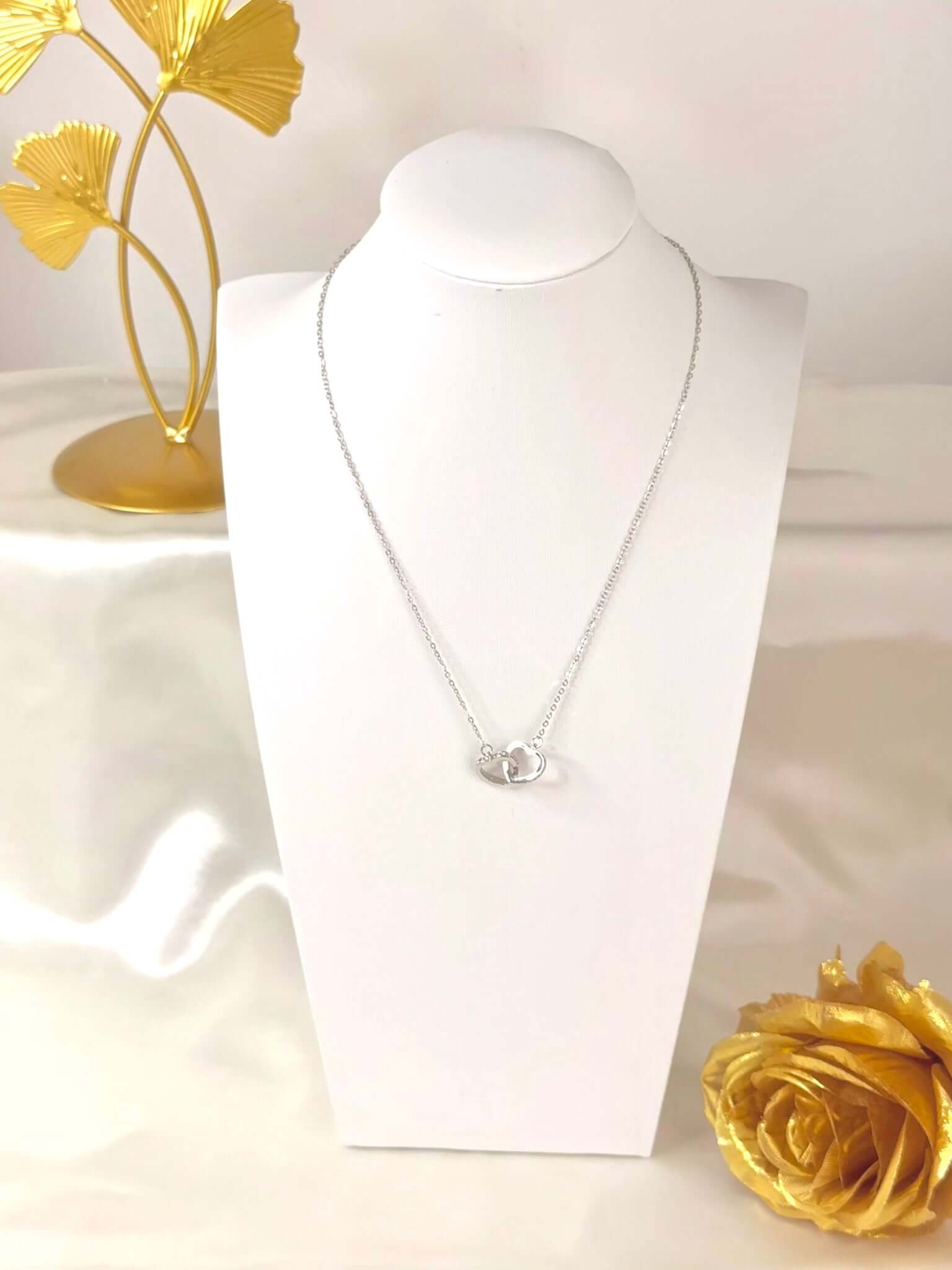 Collier Double Cœur JADE - Bijoux Acier Inoxydable