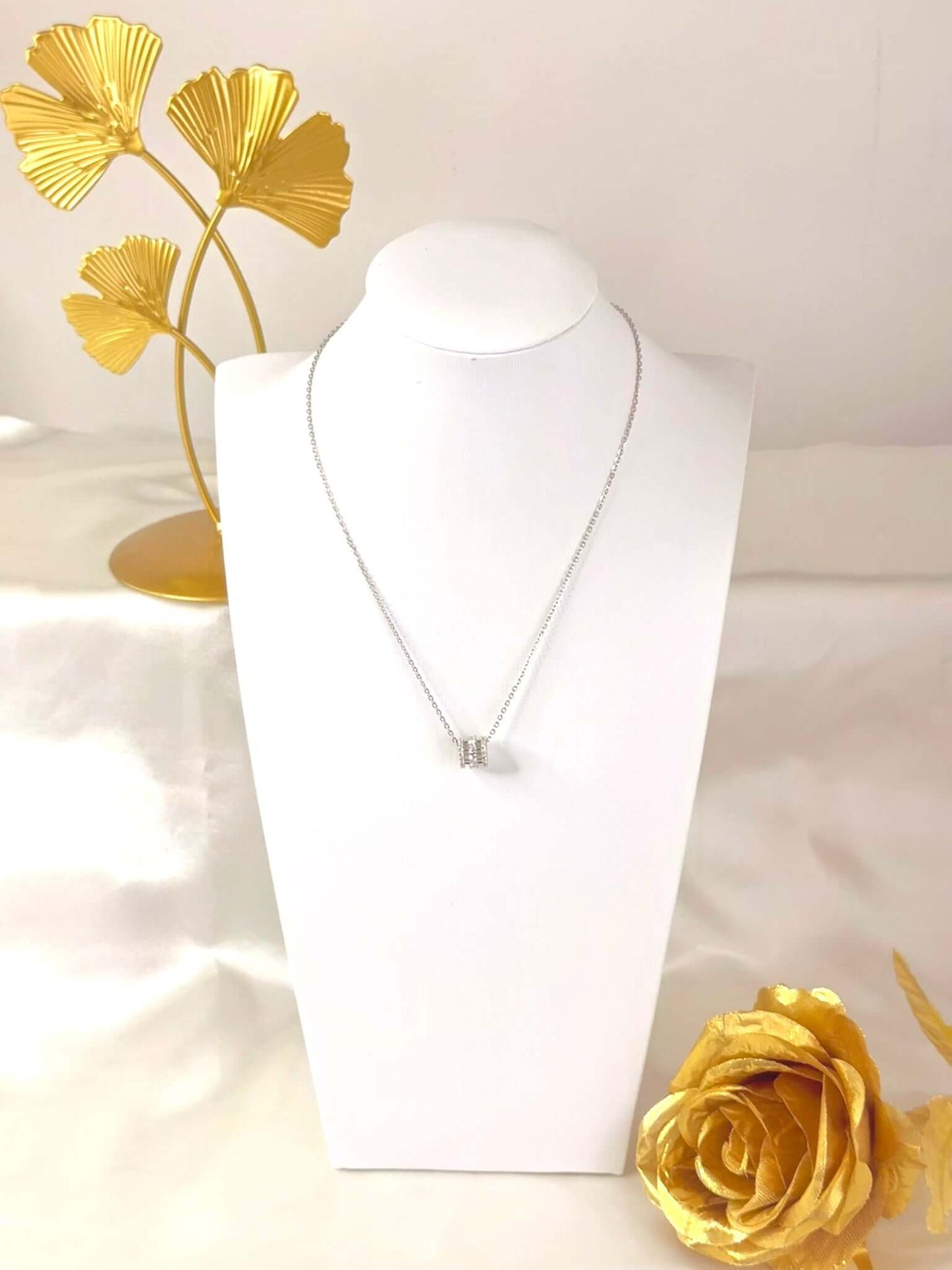 EMMA - Collier Rosace Argent en Acier Inoxydable