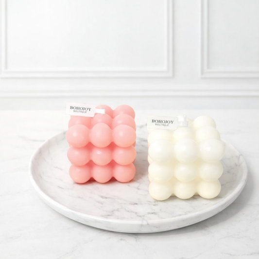 Bougie CUBE A BULLES - BOHOJOY