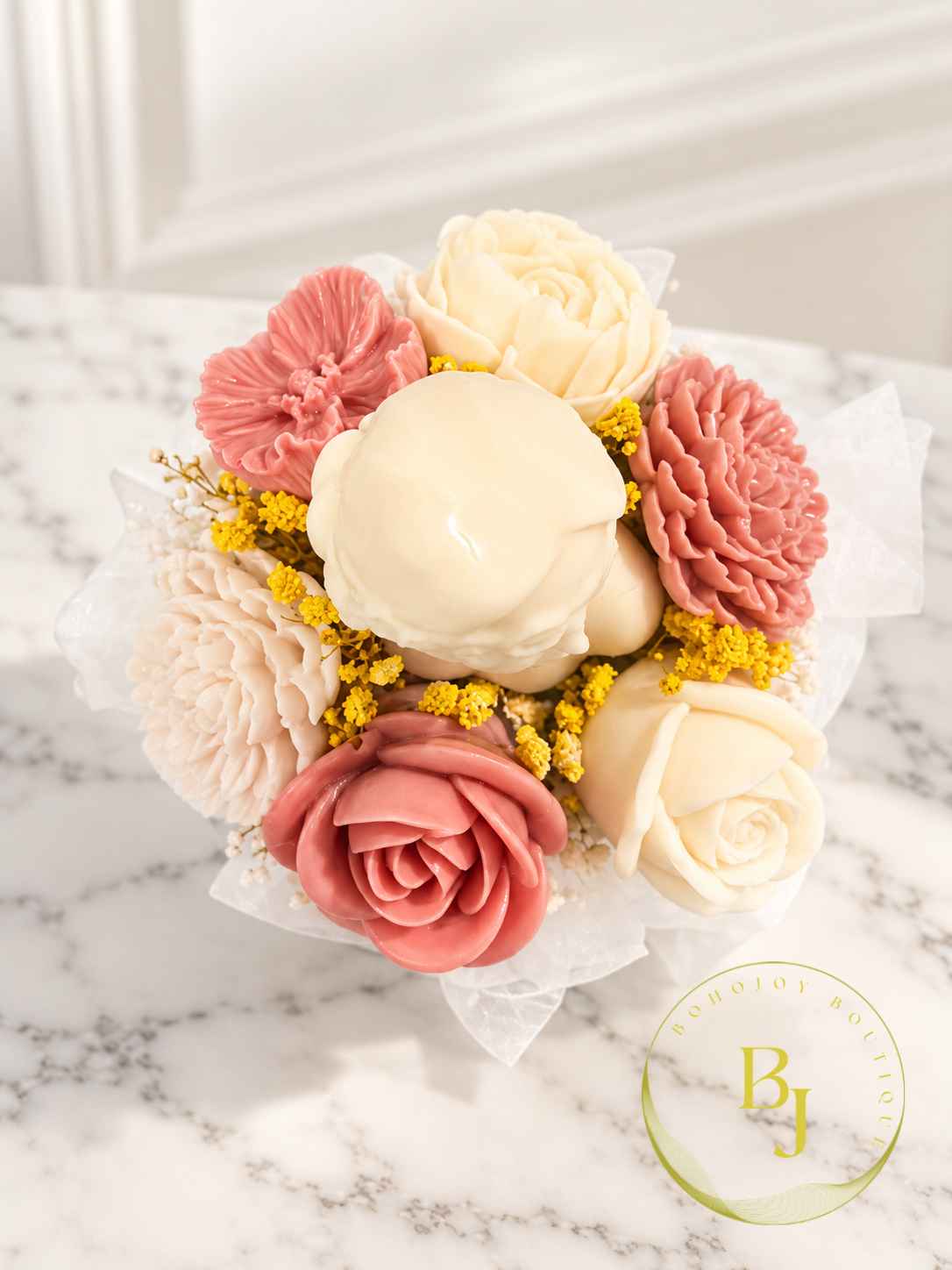 Bouquet ROSALIE fondants parfumés rose poudré – BOHOJOY, vue 2