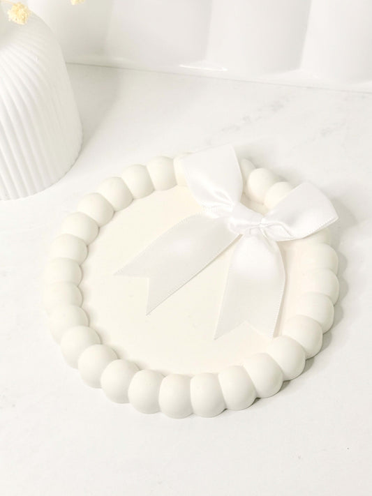 Plateau Rond Orné de Bulles en Résine Jesmonite - Artisanat Français fait main | Bohojoy