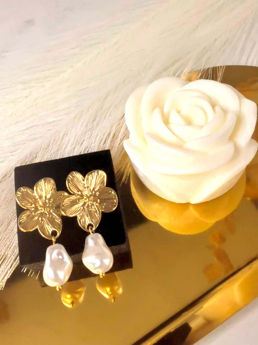 Unity - Boucles d'Oreilles Fleur en Acier Inoxydable